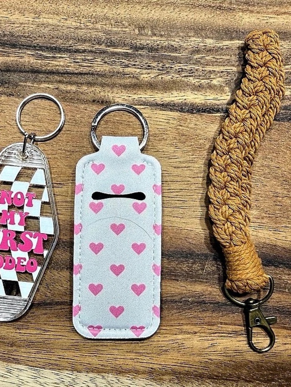 Keychain Set in Pink & Brown Like New